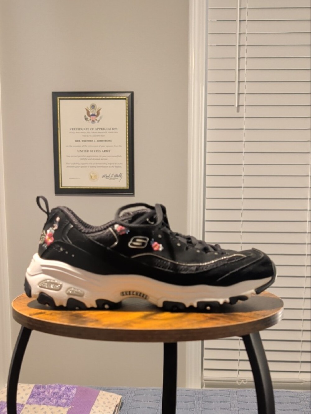 Skechers Black Floral Accent Lace-Up Walk Sneaker - Picture 6 of 11